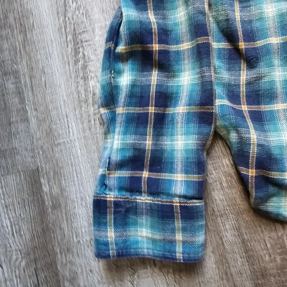 Woolrich Flannel Shirt Men Large Green Plaid Long Sleeve Button Up Flap Pockets - Picture 11 of 13